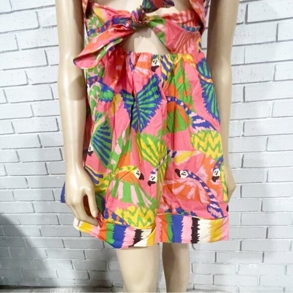 Farm Rio Women’s Graphic Macaws Cotton Mini Dress - Size Large - Picture 6 of 12